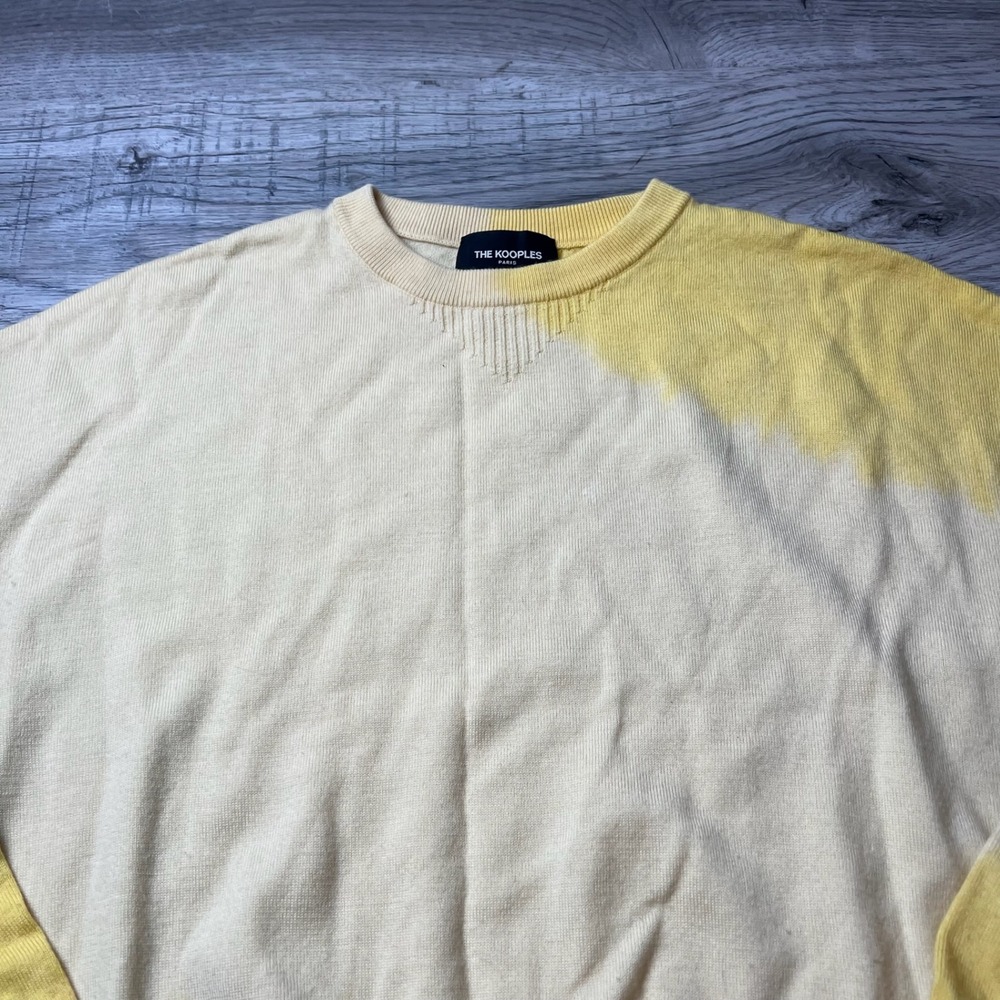 The Kooples Sweater Women 0 Yellow Dip Dye Wool Crewneck Oversized Pullover AF85 - Picture 2 of 9
